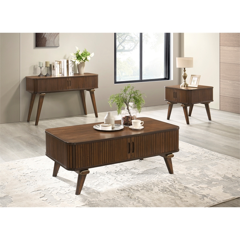 Lexicon Monroe Asian Hardwood Sofa Table in Walnut Finish