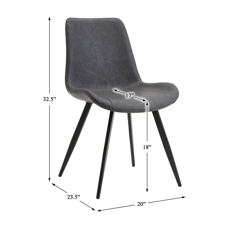 Lexicon Brixley Faux Leather Dining Side Chair in Gray (Set of 2)