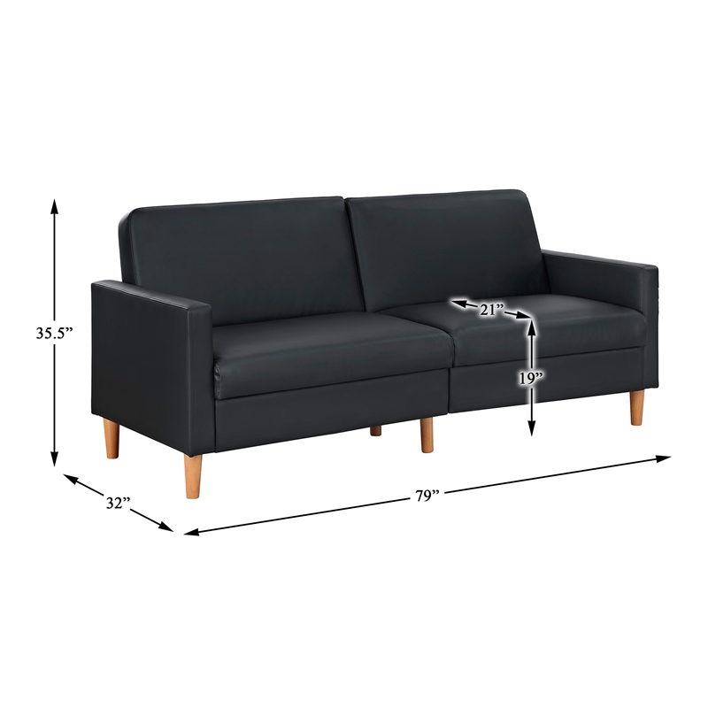 Lexicon Carlton Faux Leather Elegant Lounger in Black