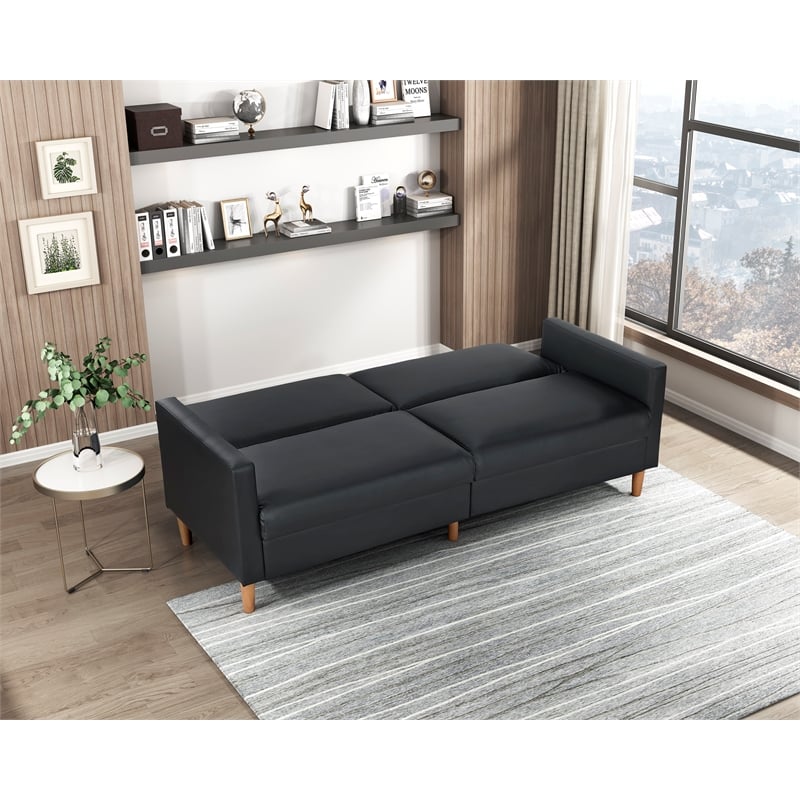Lexicon Carlton Faux Leather Elegant Lounger in Black