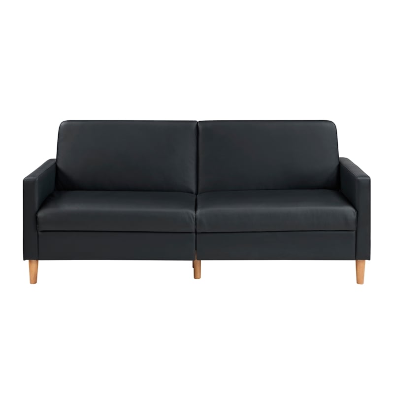 Lexicon Carlton Faux Leather Elegant Lounger in Black