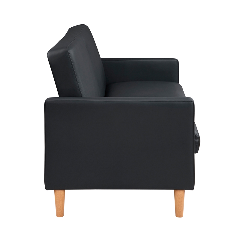 Lexicon Carlton Faux Leather Elegant Lounger in Black
