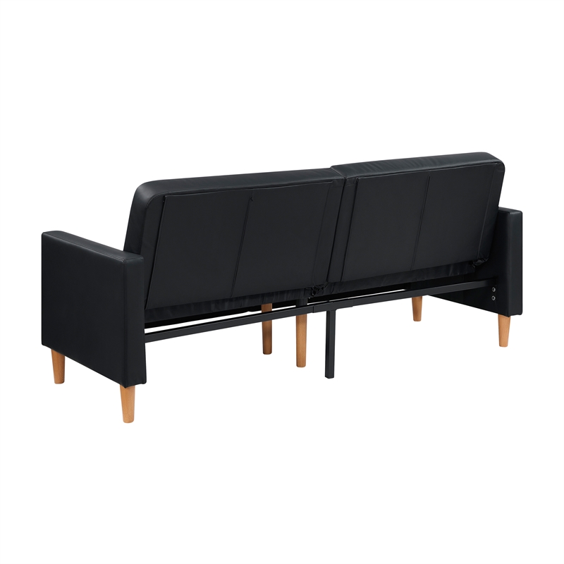 Lexicon Carlton Faux Leather Elegant Lounger in Black