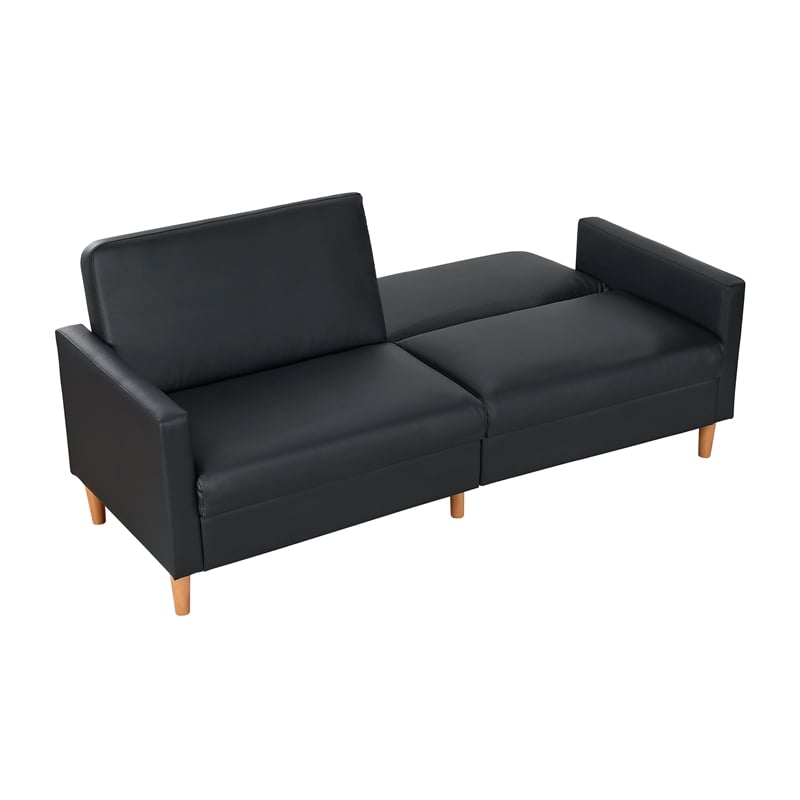 Lexicon Carlton Faux Leather Elegant Lounger in Black