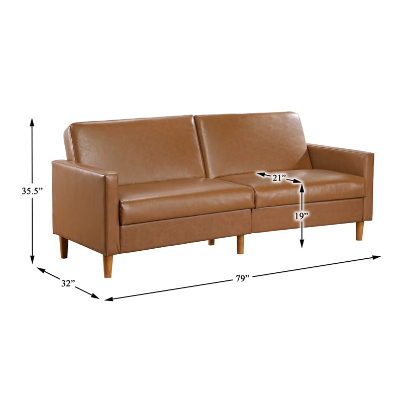 Lexicon Carlton Faux Leather Elegant Lounger in Camel