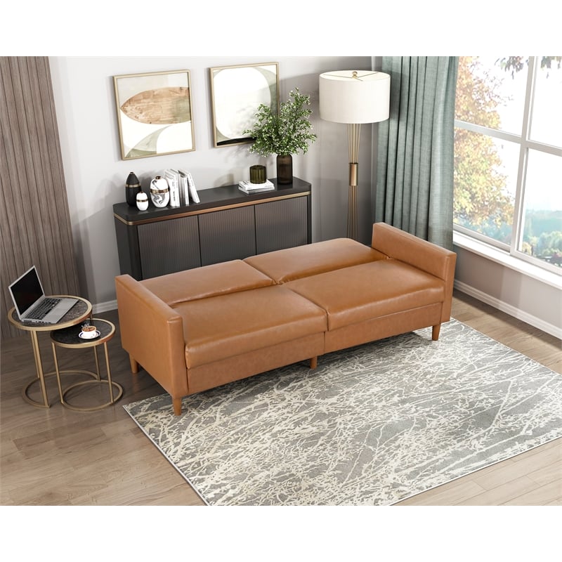 Lexicon Carlton Faux Leather Elegant Lounger in Camel