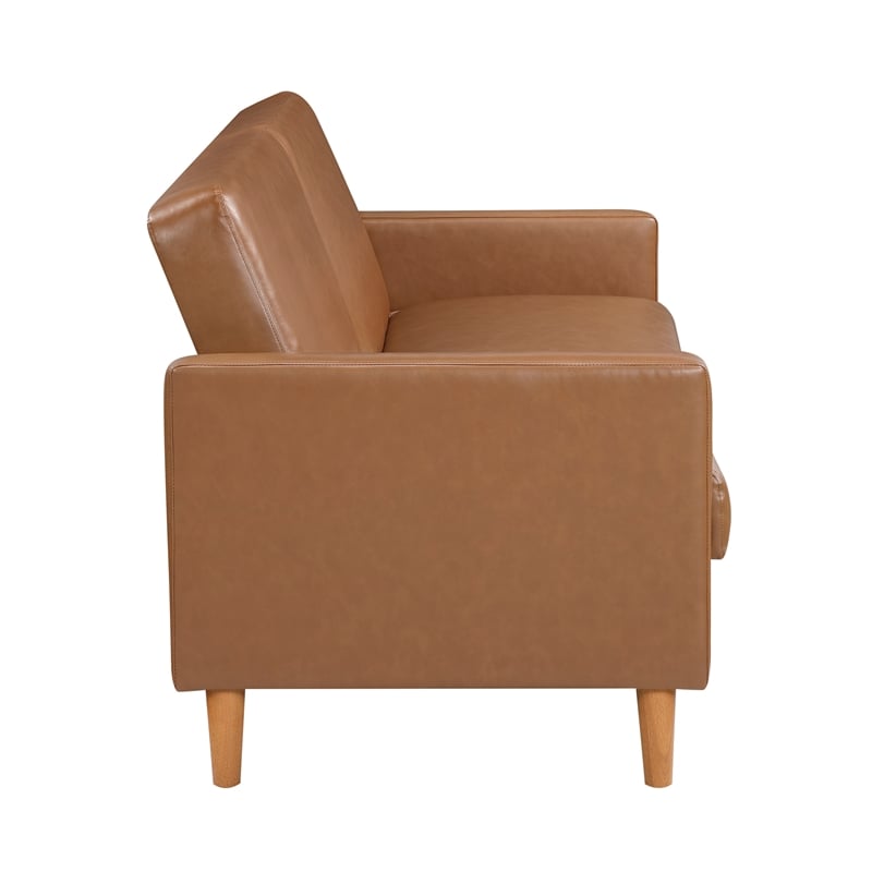 Lexicon Carlton Faux Leather Elegant Lounger in Camel