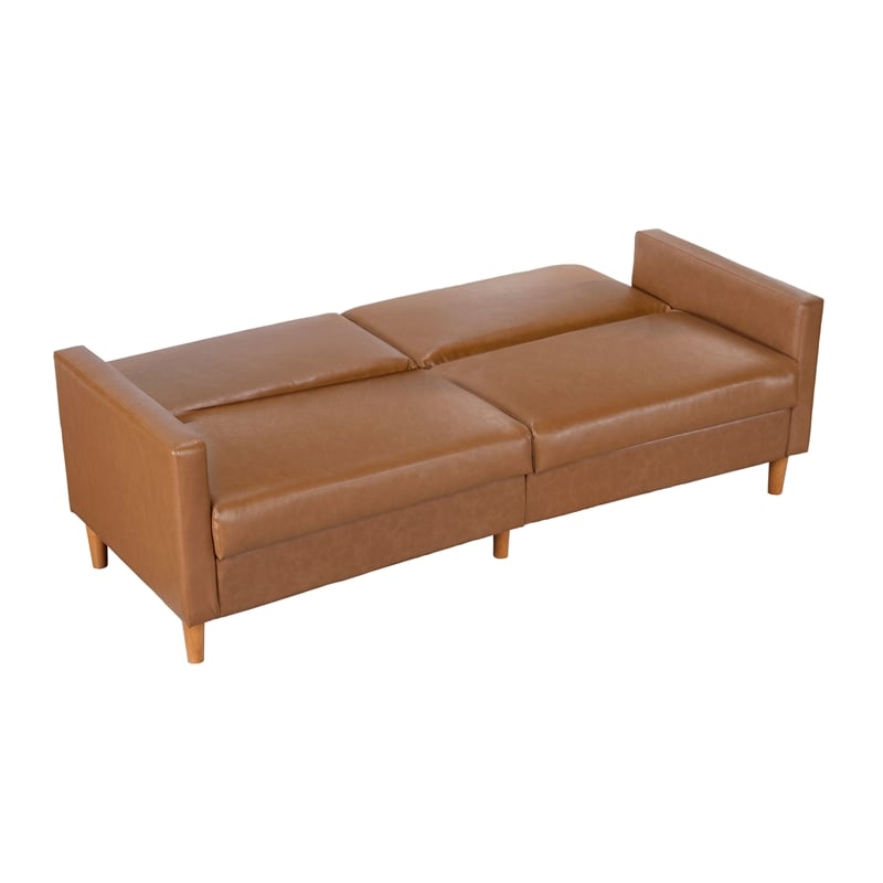 Lexicon Carlton Faux Leather Elegant Lounger in Camel
