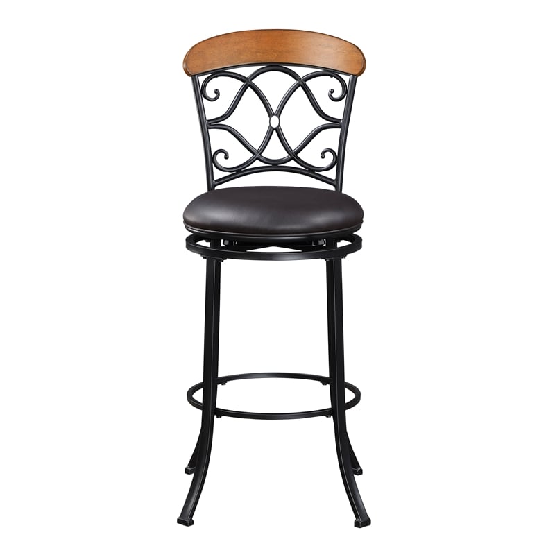 Lexicon Benson Faux Leather Swivel Pub Height Chair in Brown