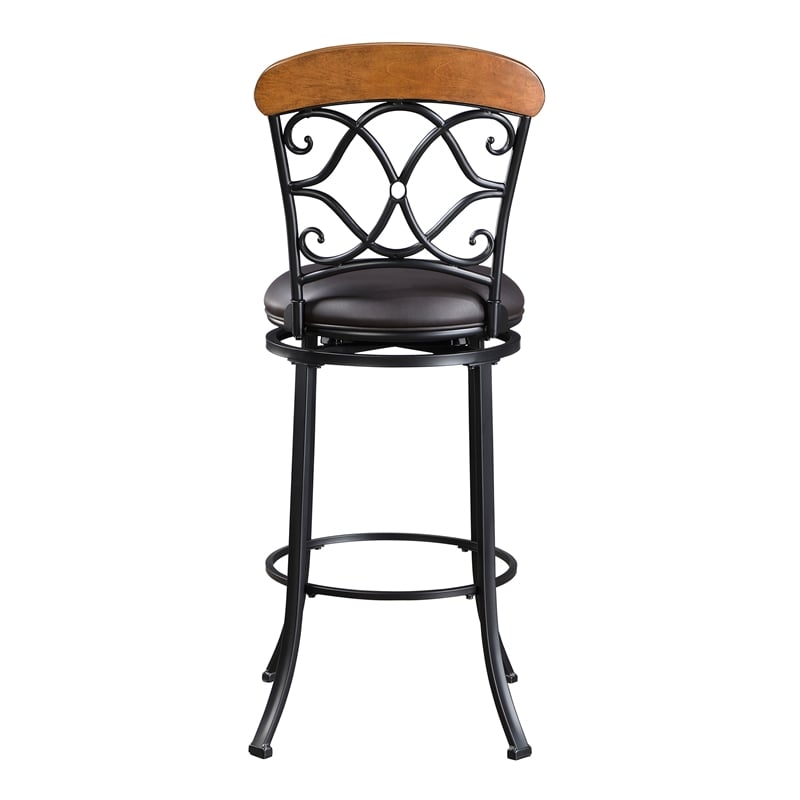 Lexicon Benson Faux Leather Swivel Pub Height Chair in Brown