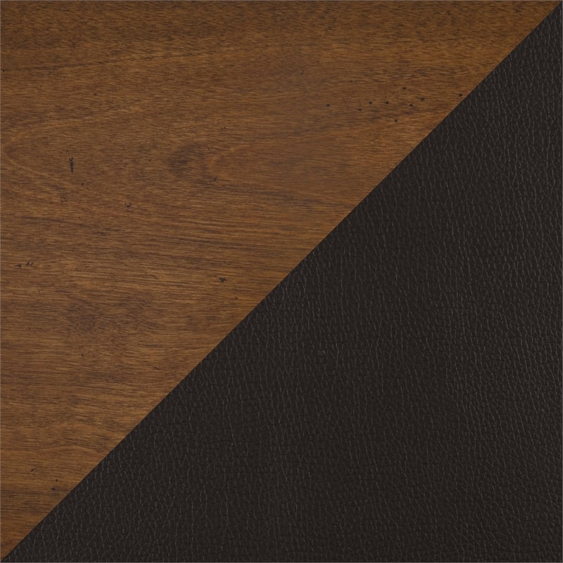 Lexicon Benson Faux Leather Swivel Pub Height Chair in Brown