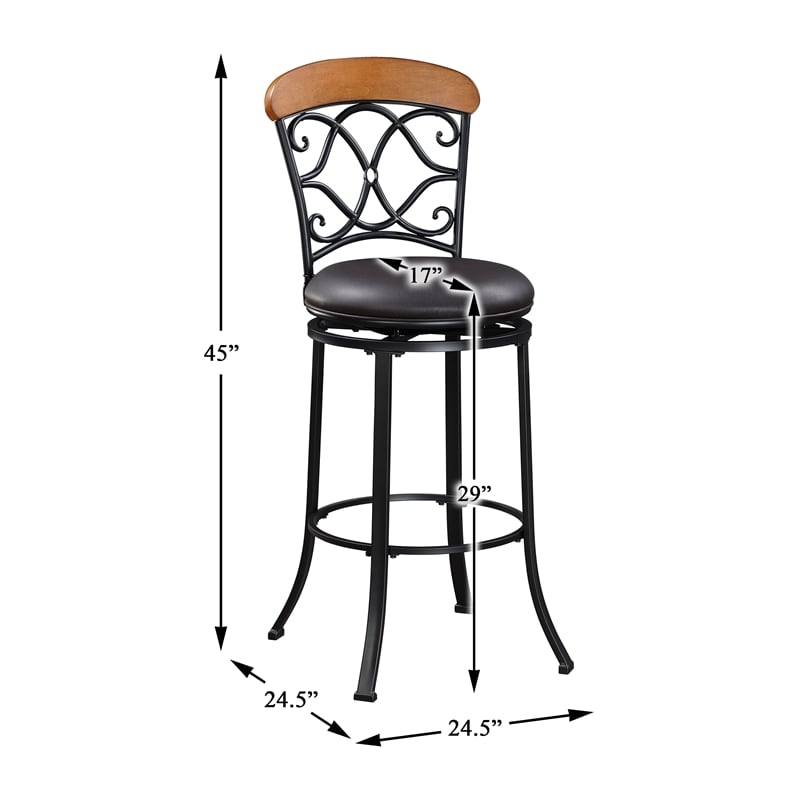 Lexicon Benson Faux Leather Swivel Pub Height Chair in Brown