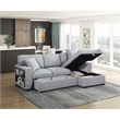 Lexicon Pompano Boucle Sectional with Right Chaise & Pull-out Bed in Gray