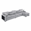 Lexicon Pompano Boucle Sectional with Right Chaise & Pull-out Bed in Gray