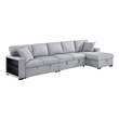Lexicon Pompano Boucle Sectional with Right Chaise & Pull-out Bed in Gray