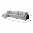 Lexicon Pompano Boucle Sectional with Left Chaise & Pull-out Bed in Gray
