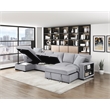 Lexicon Pompano Boucle Sectional with Left Chaise & Pull-out Bed in Gray