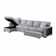 Lexicon Pompano Boucle Sectional with Left Chaise & Pull-out Bed in Gray