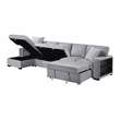 Lexicon Pompano Boucle Sectional with Left Chaise & Pull-out Bed in Gray