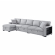 Lexicon Pompano Boucle Sectional with Left Chaise & Pull-out Bed in Gray