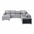 Lexicon Pompano Boucle Sectional with Left Chaise & Pull-out Bed in Gray