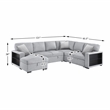 Lexicon Pompano Boucle Sectional with Left Chaise & Pull-out Bed in Gray