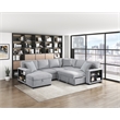 Lexicon Pompano Boucle Sectional with Left Chaise & Pull-out Bed in Gray