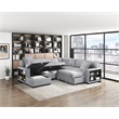 Lexicon Pompano Boucle Sectional with Left Chaise & Pull-out Bed in Gray