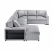 Lexicon Pompano Boucle Sectional with Left Chaise & Pull-out Bed in Gray