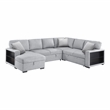 Lexicon Pompano Boucle Sectional with Left Chaise & Pull-out Bed in Gray