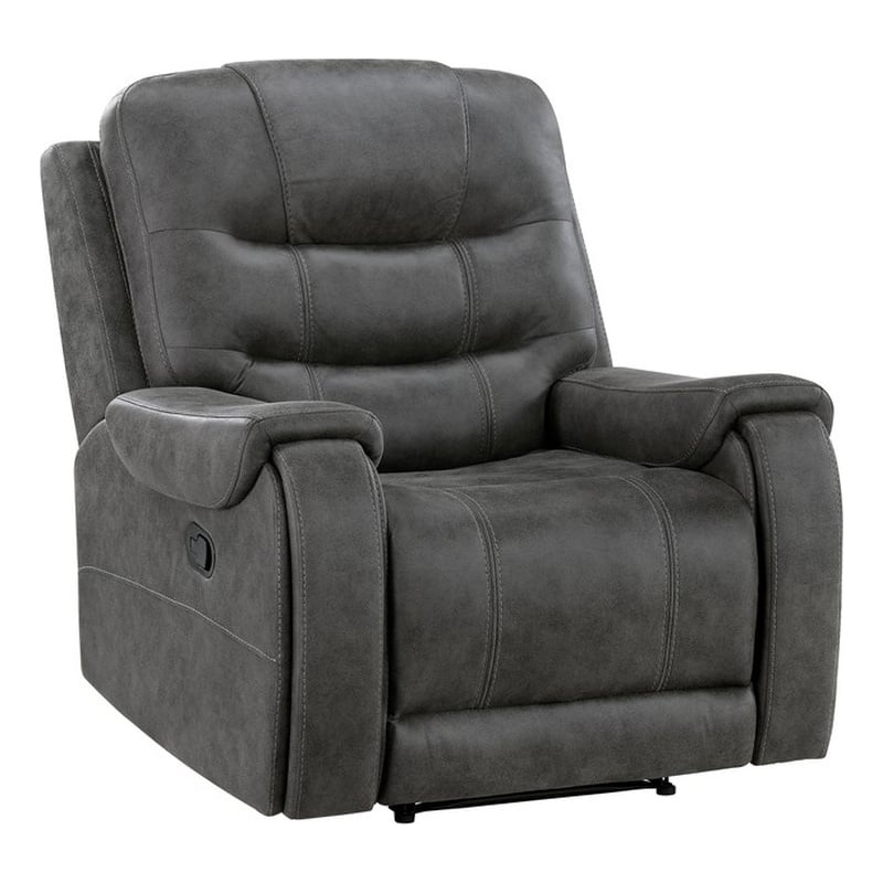 Lexicon Oberon Microfiber Reclining Chair in Dark Gray