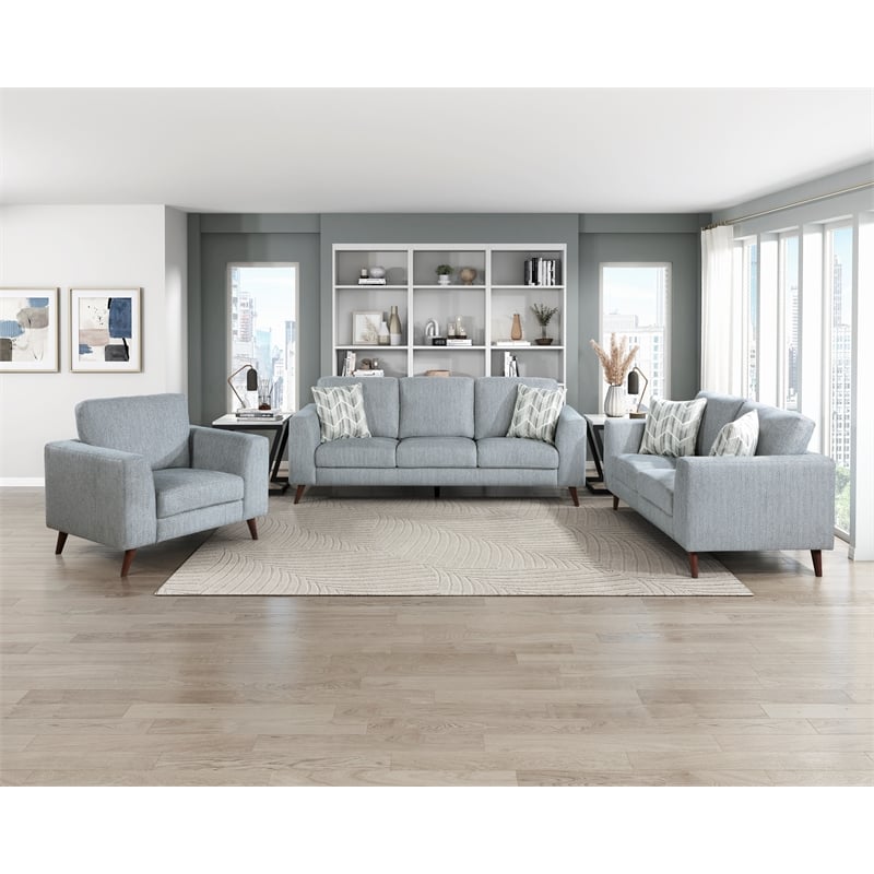 Lexicon Broadway Chenille Love Seat in Blue-Gray