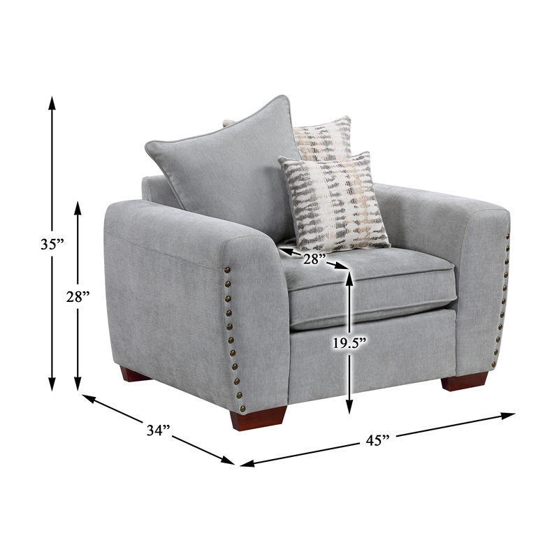 Lexicon Hume Chenille Fabric Chair in Gray