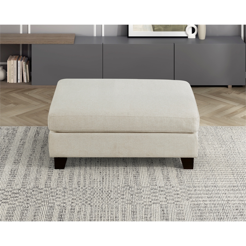 Lexicon Zeke Textured Fabric Ottoman in Ivory