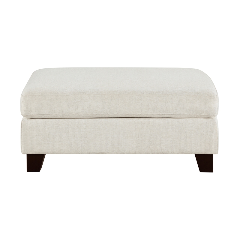 Lexicon Zeke Textured Fabric Ottoman in Ivory