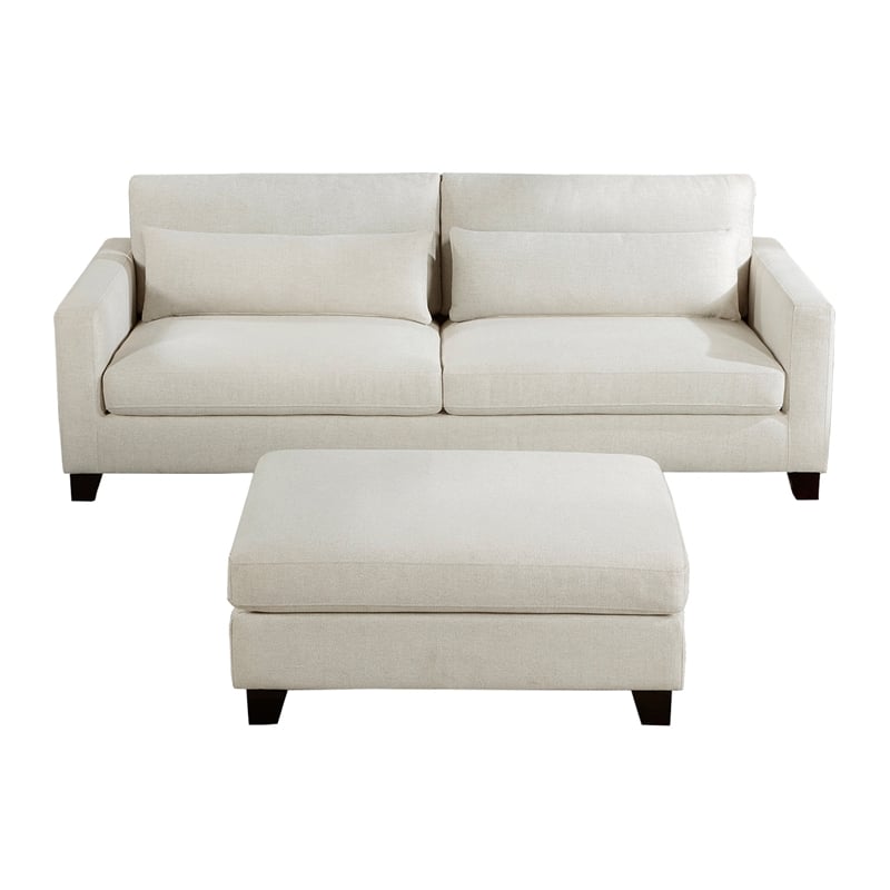 Lexicon Zeke Textured 2pc Set Sofa Ottoman in Ivory