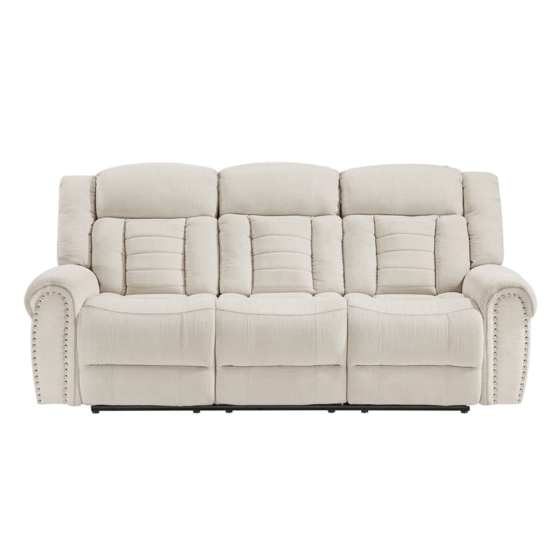 Lexicon Nutmeg Chenille Double Reclining Sofa in Beige