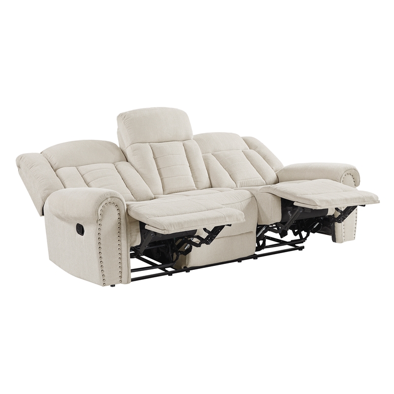 Lexicon Nutmeg Chenille Double Reclining Sofa in Beige