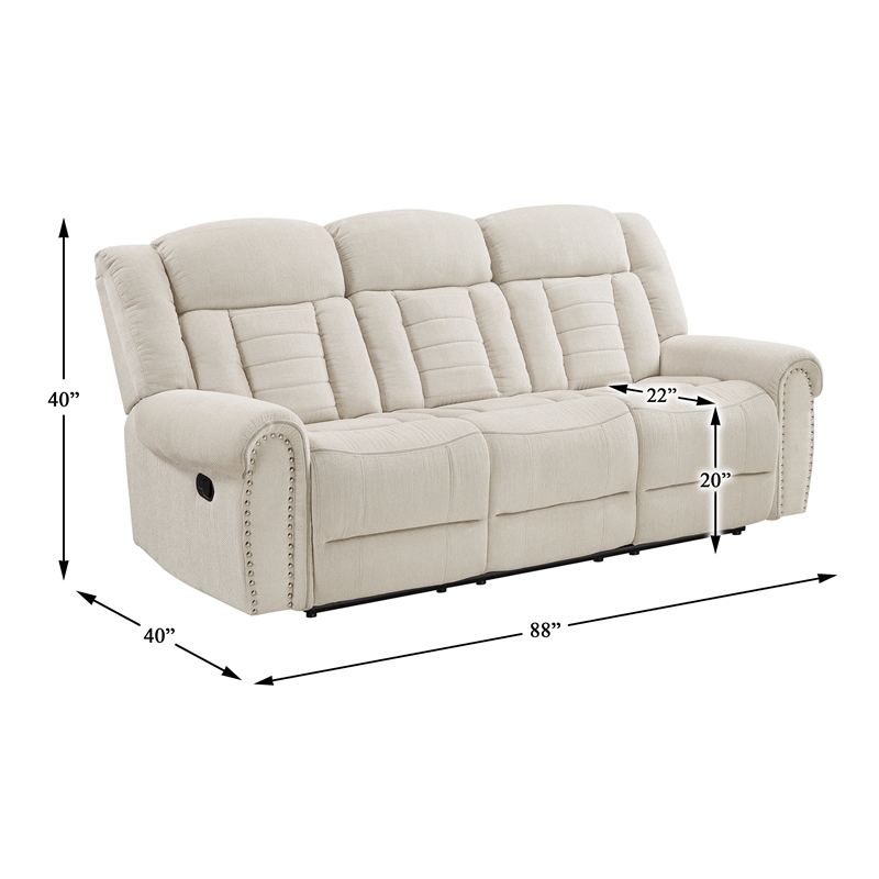 Lexicon Nutmeg Chenille Double Reclining Sofa in Beige