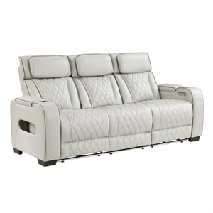 Lexicon Fairway Faux Leather Power Double Reclining Sofa in Taupe