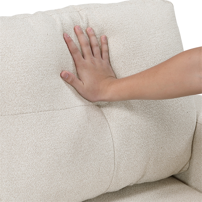 Lexicon Robinson Boucle Love Seat with Pull-out Bed & Shelves in Beige