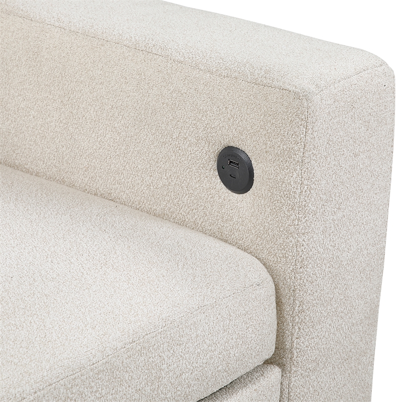 Lexicon Robinson Boucle Love Seat with Pull-out Bed & Shelves in Beige