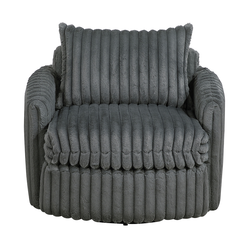 Lexicon Tomball Corduroy Swivel Chair in Dark Gray