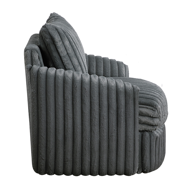 Lexicon Tomball Corduroy Swivel Chair in Dark Gray