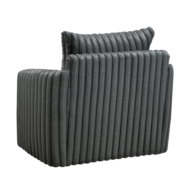 Lexicon Tomball Corduroy Swivel Chair in Dark Gray