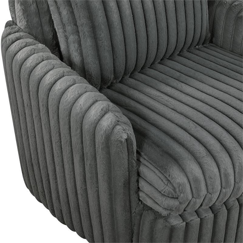 Lexicon Tomball Corduroy Swivel Chair in Dark Gray