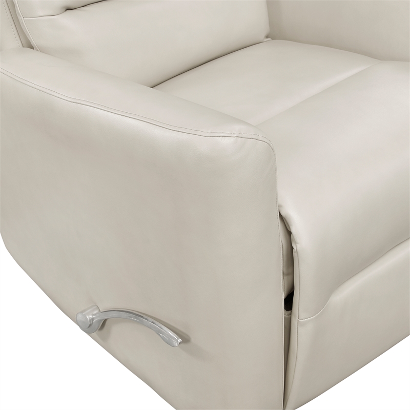 Lexicon Dimitri Faux Leather Swivel Glider Reclining Chair in Beige