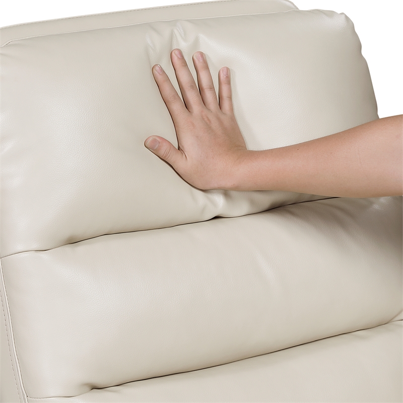 Lexicon Dimitri Faux Leather Swivel Glider Reclining Chair in Beige