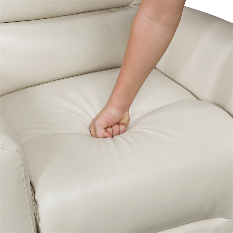 Lexicon Dimitri Faux Leather Swivel Glider Reclining Chair in Beige