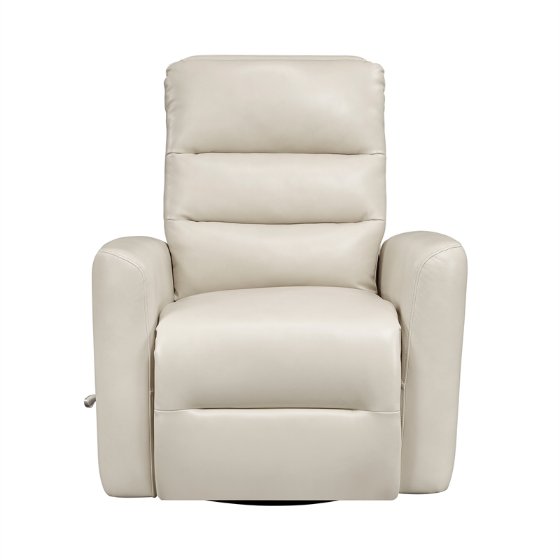 Lexicon Dimitri Faux Leather Swivel Glider Reclining Chair in Beige